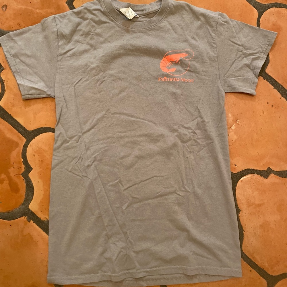 Gray and coral palmetto moon shirt